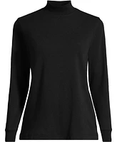 Lands' End Women's School Uniform Tall Relaxed Cotton Long Sleeve Mock Turtleneck