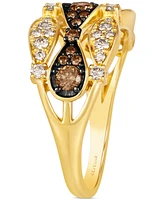 Le Vian Chocolate Diamond & Nude Diamond Three Row Wavy Ring (5/8 ct. t.w.) in 14k Gold