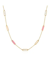 The Lovery Pink Mixed Bar Chain Necklace 14K Gold