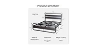 Slickblue Heavy Duty Round Metal Frame Platform Bed with Wood Panel Headboard