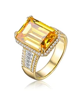 Elegant Sterling Silver Cubic Zirconia 14K Gold Plated Ring