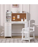 gaomon Kids Study Desk and Chair Set, Features Bookshelf, Bulletin Board, and Cabinets