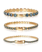 Jessica Simpson Colorful Crystal Tennis Bracelet Set - Sparkling Stackable Bracelets