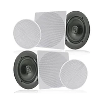 Pyle 5.25" In-Wall / In-Ceiling 2-Way Speakers - 150W Max Power Output, Includes Round & Square Grills