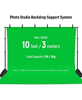 Neewer Photo Studio Backdrop Support System, 10ft/3m Wide 6.6ft/2m High Adjustable Background Stand with 4 Crossbars, 6 Backdrop Clamps, 2 Sandbags, a