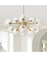Klara 30" Modern Pendant Chandelier Ceiling Light Fixture Dining Room Over Table Kitchen Island Foyer Sputnik Hanging 12-Light Led Dimmable Clear Soft