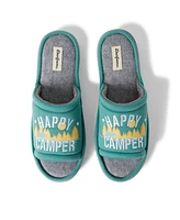 Dearfoams Men's Men s Lennox Happy Camper Knit Shower Slide House Slipper