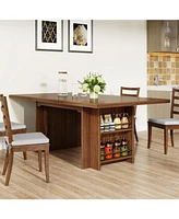 Tribesigns Farmhouse Dining Table for 6 to 8, 63-Inch Rectangular Wooden Kitchen with Storage, Industrial Dinner Shelves R