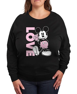 Hybrid Apparel Plus Disney Mickey Valentines Day Love Graphic Crew Neck Top