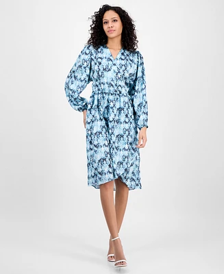 Boss Orange Women's Printed Blouson-Sleeve Midi Dress