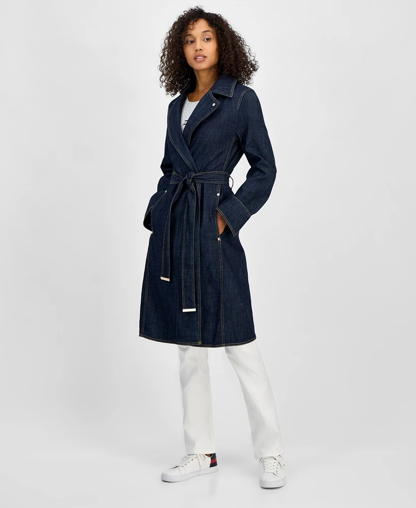 Tommy Hilfiger Women's Belted Denim Trench Coat