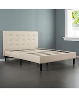 Slickblue Platform Bed Frame with Taupe Button Tufted Upholstered Headboard