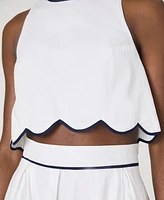French Connection Women's Alexis Cotton Scalloped Crop Top