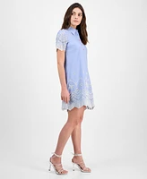 julia jordan Women's Cotton Eyelet Short-Sleeve Shift Dress