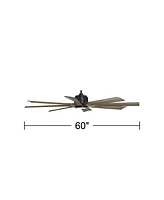60" Defender Farmhouse Rustic Indoor Outdoor Ceiling Fan 8 Blade Led Light Remote Control Matte Black Finish Motor Brown Oak Finish Blades Bedroom Pat