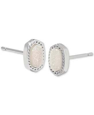 Kendra Scott Rhodium-Plated Drusy Stone Stud Earrings