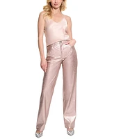 Guess Women's Ambra Metallic Straight-Leg Pants