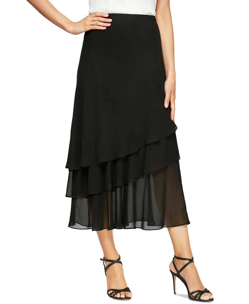 Alex Evenings Skirt, Tiered Chiffon Midi