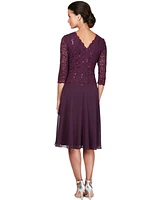 Alex Evenings Sequined Lace Contrast Dress