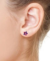 Effy Collection Multi Gemstone (1-1/2 ct. t.w.) & Diamond Accent Floral Stud Earrings in 14k Rose Gold