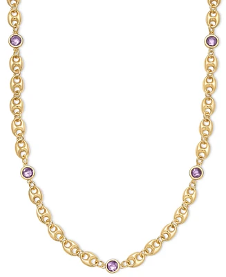 Amethyst Bezel Mariner Link 18" Collar Necklace (5 ct. t.w.) 14k Gold-Plated Sterling Silver