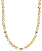 Amethyst Bezel Mariner Link 18" Collar Necklace (5 ct. t.w.) 14k Gold-Plated Sterling Silver