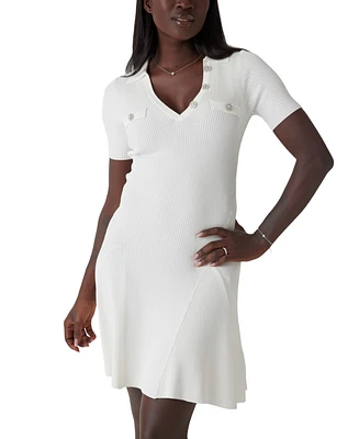 Guess Women's Paula Ribbed Polo Sweater Dress