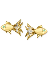 Giani Bernini Lab-Created Green Quartz & Cubic Zirconia Fish Stud Earrings 18k Gold Over Sterling Silver, Exclusively at Macy's (Also Available