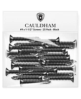Cauldham Black Wood Screws #9 x 1-1/2 Inch for Door Hinges - 25 pack
