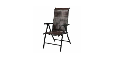 Slickblue Outdoor Heavy Duty Dark Brown Rattan Folding Patio Chair