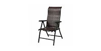 Slickblue Outdoor Heavy Duty Dark Brown Rattan Folding Patio Chair