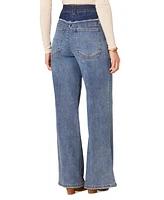 Democracy Women's "Ab"solution Ulta Skyrise Double-Waistband Wide-Leg Jeans