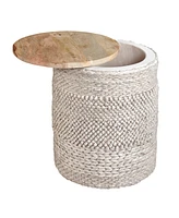 Anaya Home Textured Taupe Handwoven Storage Side Table