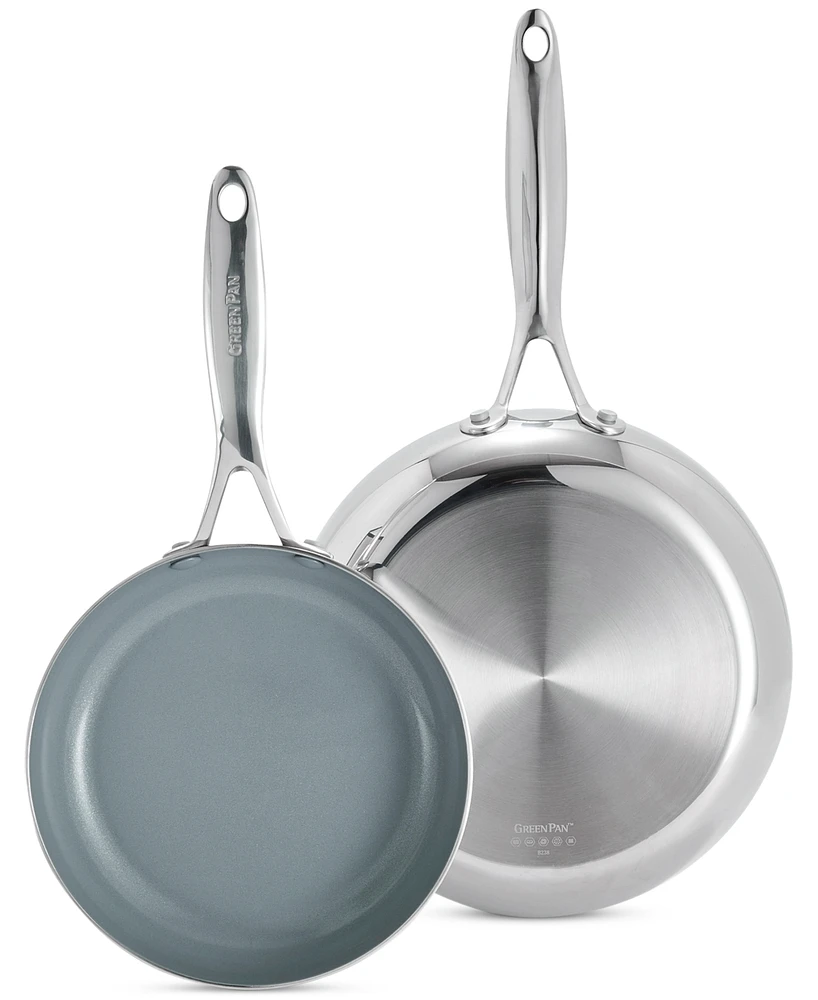 GreenPan Valencia Pro Stainless Steel 8" & 10" Open Frypan Set