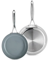 GreenPan Valencia Pro Stainless Steel 8" & 10" Open Frypan Set