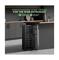 NutriChef Wine Chilling Refrigerator, 24-Bottle Capacity, Digital Touch Control, Compressor Fan Cooling