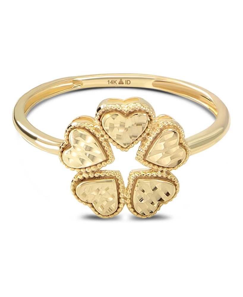 Devata Clover Heart Ring in 14K Gold, Size 8, approx. 2 grams.