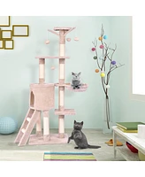 Gymax 56'' Cat Tree Kitten Pet Play House Furniture Condo Scratching Posts Ladder