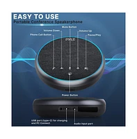 Pyle Portable Conference Speakerphone - Wireless Bluetooth Streaming with Usb-c, Aux Cable, and Omni-Directional Microphone