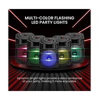 Pyle 8” Bluetooth Portable Pa Speaker with Built-in Rechargeable Battery, Flashing Party Lights, MP3/Usb/Fm Radio
