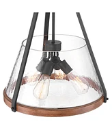 Dana 19 1/2" Farmhouse Rustic Pendant Chandelier Ceiling Light Fixture Dining Room Over Table Kitchen Island Foyer Hanging Round 4-Light Black Wood Fi