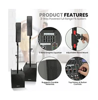 Pyle Wireless Bluetooth Streaming Active Pa Loudspeaker System with 2x12" Subwoofers & 4 Tweeters