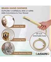 Casainc Freestanding Single Handle Floor Mounted Roman Tub Faucet Bathtub Filler with Hand Shower