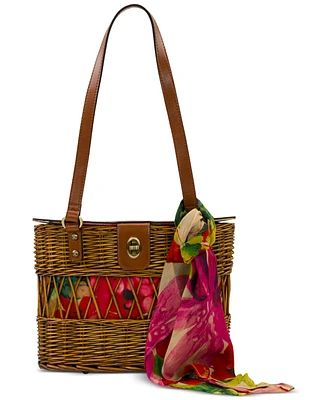 Patricia Nash Kalamaria Small Basket Bag with Spring Multi Scarf