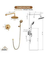 Casainc Wall Mount 2 Function Rainfall Shower System with 3 Setting Handheld, Rough-In Valve and Diverter