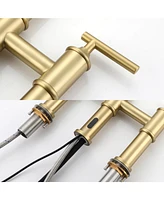 Casainc Bridge Pull Down Touchless Sensor Kitchen Faucet with 2 Handles