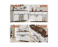 gaomon Farmhouse Buffet Cabinet, Sideboard Storage Cabinet with 5 Drawers and Sliding Barn Doors