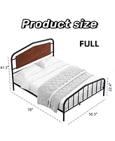 gaomon Platform Bed Frame with Wooden Headboard