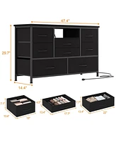 gaomon 8-Drawer Storage Cabinet Tv for 55-Inch Entertainment Center with Adjustable Led Lights Spacious Electrical Out