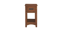 Slickblue Mission Style 1-Drawer End Table Nightstand in Brown Wood Finish